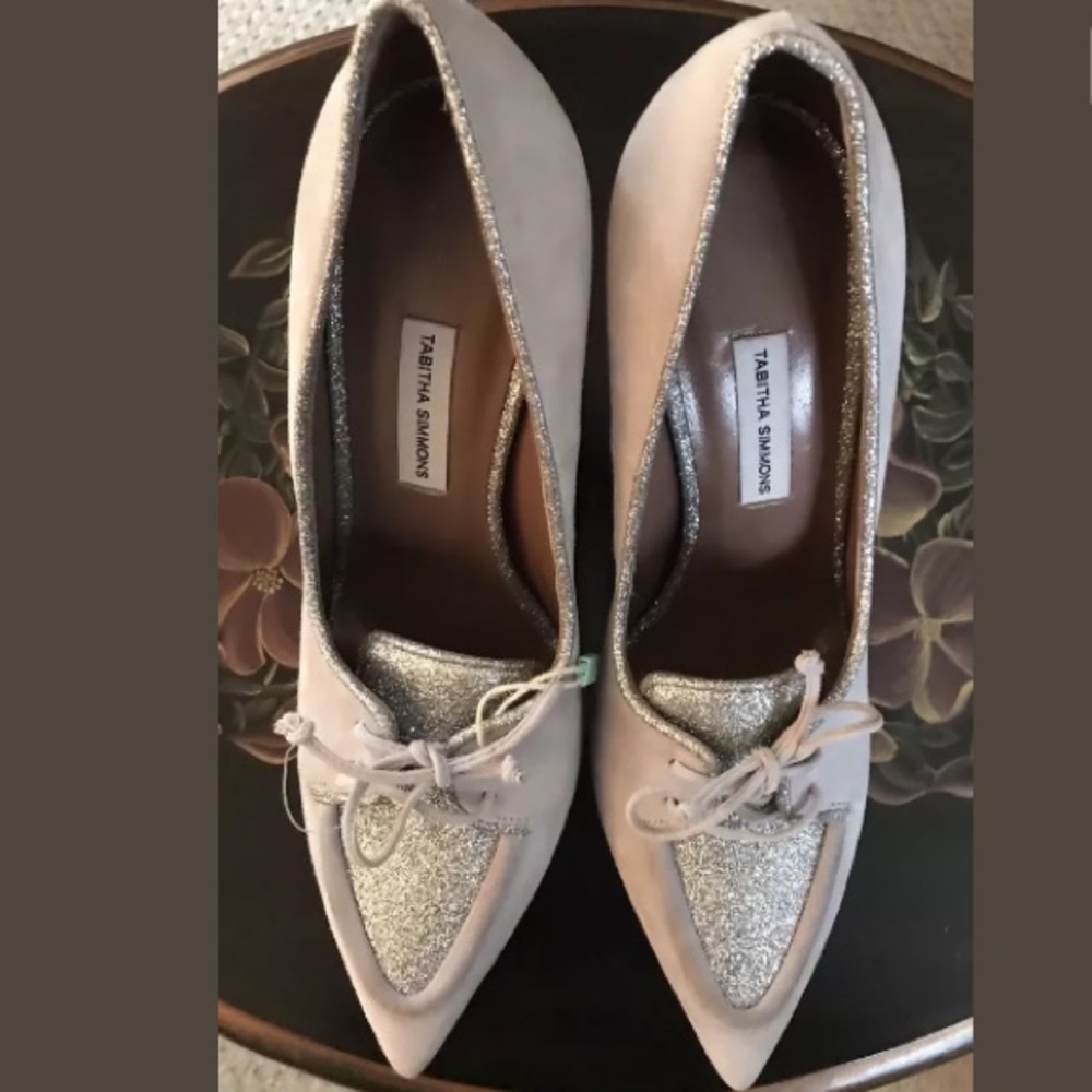 Tabitha Simmons grey suede and glitter shoe new